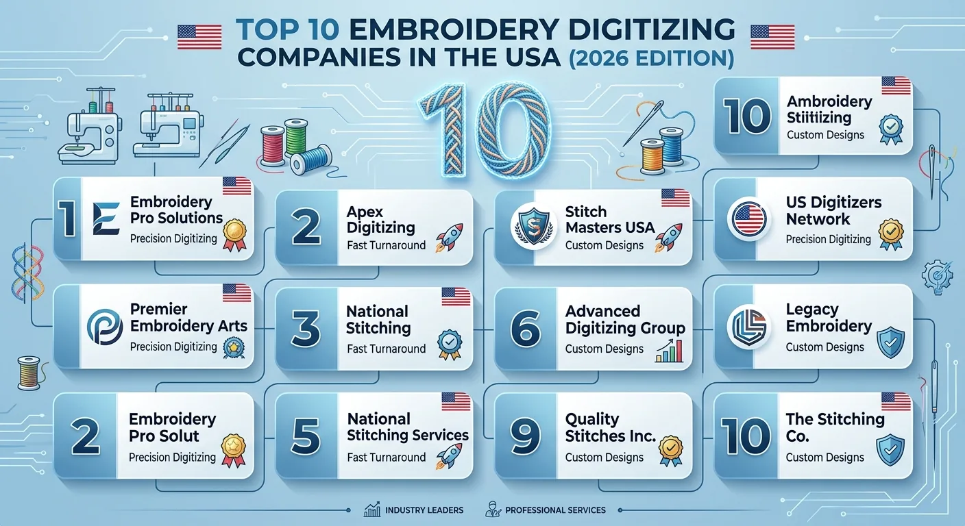 Top 10 Embroidery Digitizing Companies in the USA (2026 Edition)