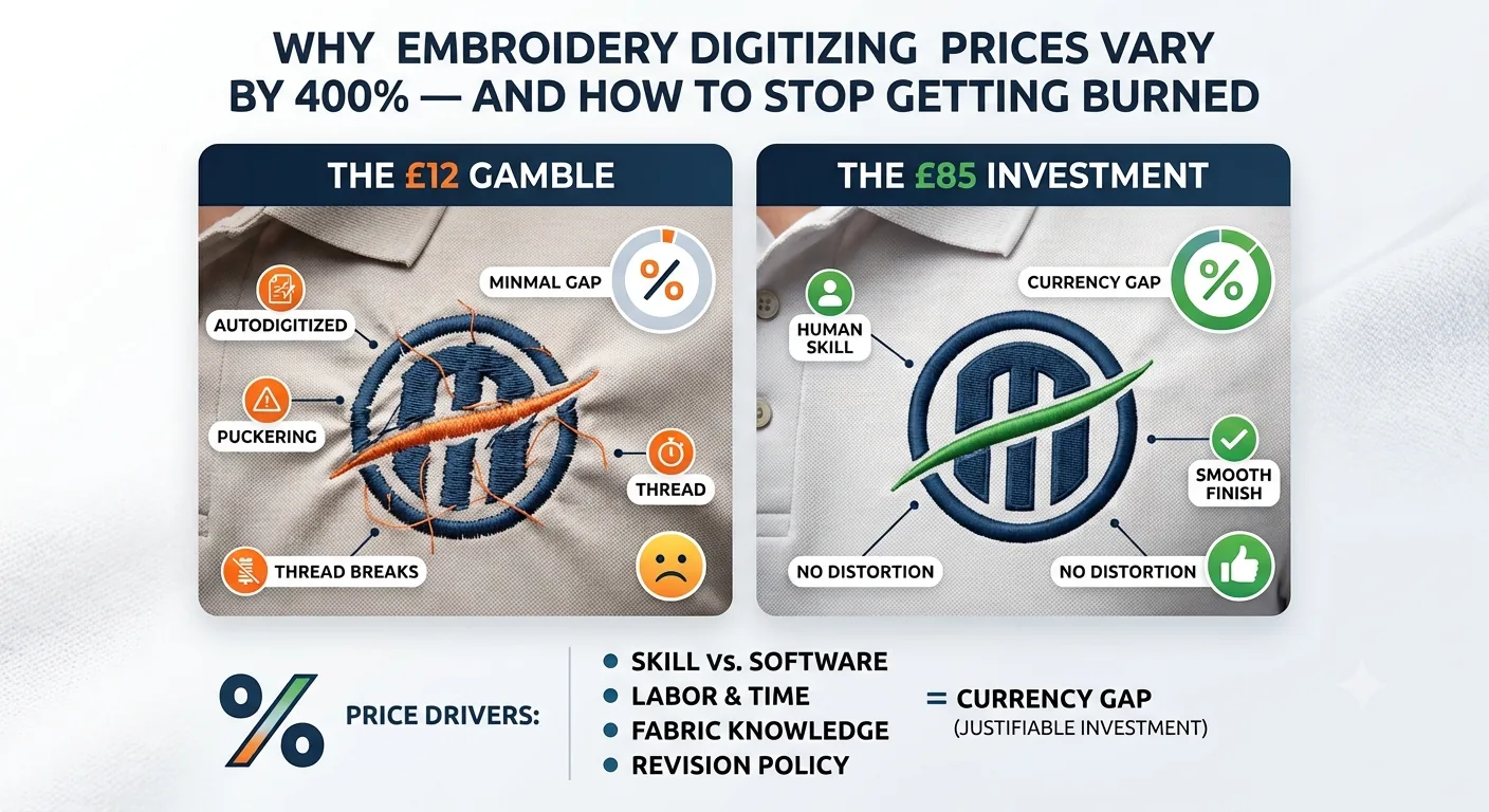 Why Embroidery Digitizing Prices Vary by 400% — And How to Stop Getting Burned